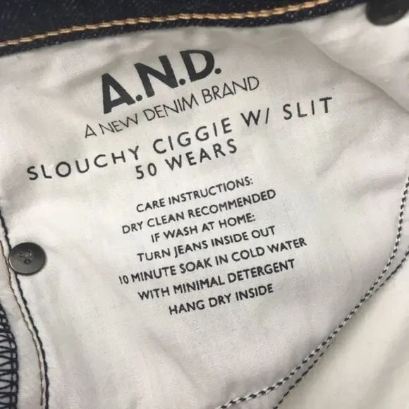 A.N.D. Slouchy Ciggie W/Slit Jeans Size 27 New! - Picture 8 of 10